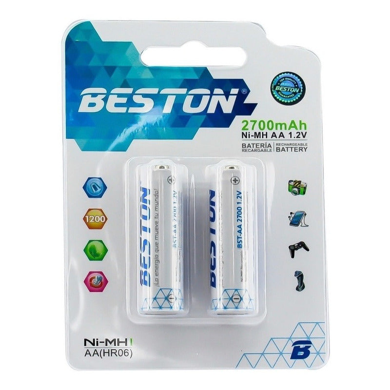 Pila Recargable Beston Aa X2 2700 Mah Hr06