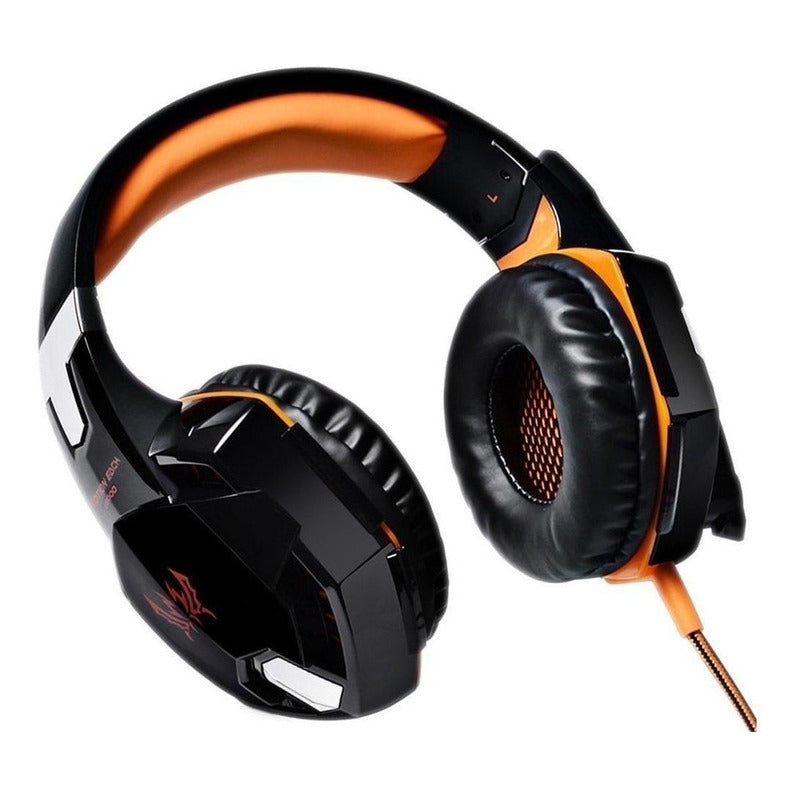 Audífonos Gamer Kotion G2000 Negro Y Naranja Con Luz Led